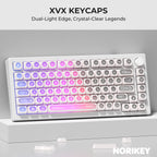 Rainbow Shine Through Keycaps — Crystal Clear Edge Glow, Korean Hangul Layout