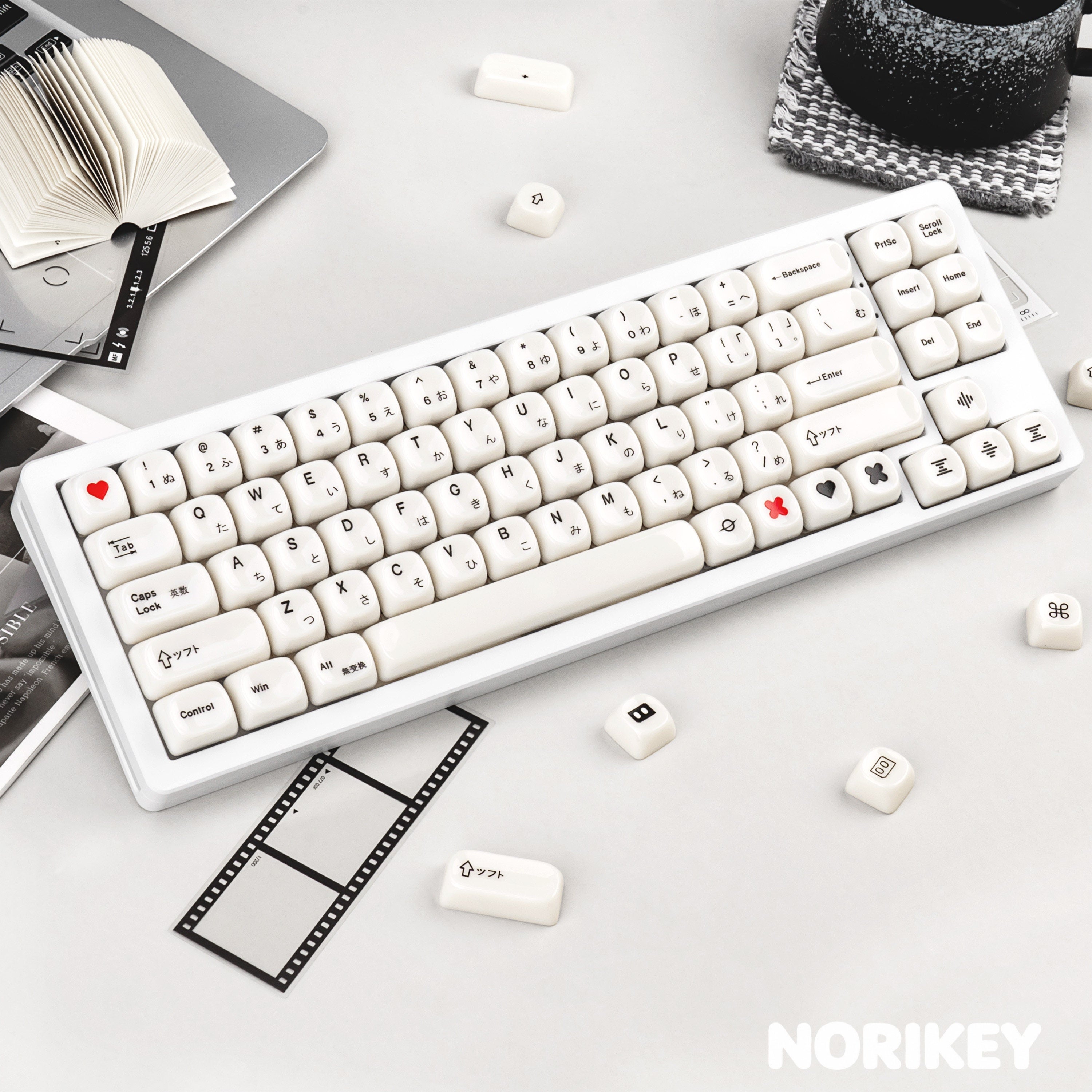 White Japanese - Ceramic Keycaps MOA Profile Cute Keycap Set