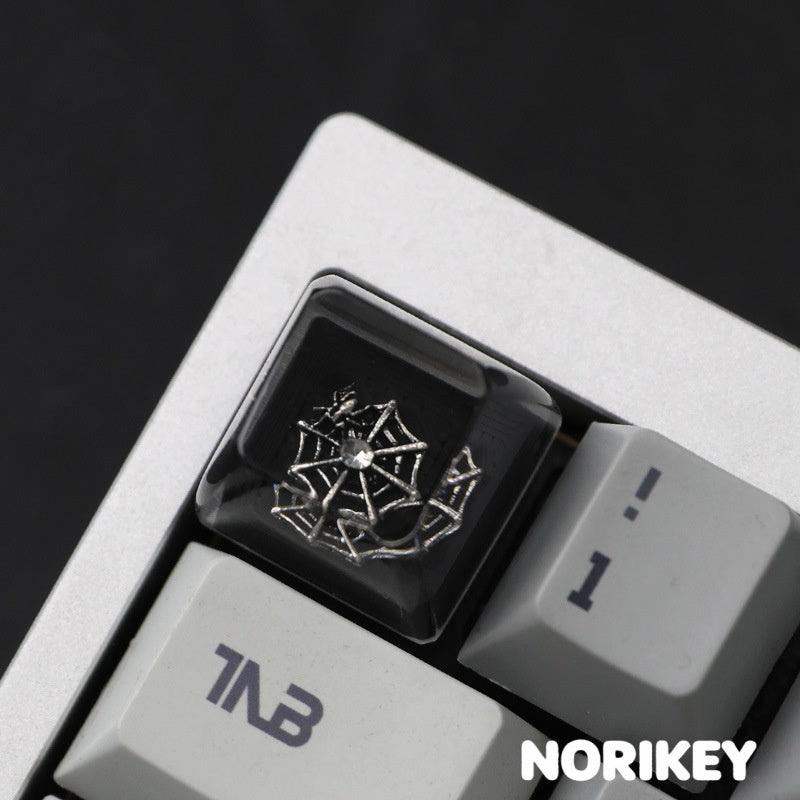 Dark Artisan Resin Keycap Spider Web – Translucent Gothic MX Keycap