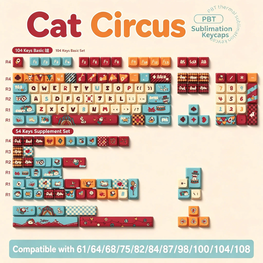 Cat Circus MDA Profile Keycap Set — Five-Side Dye-Sub PBT