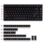 129-key Midnight Rainbow dye-sublimation PBT keycap set laid out showing full key coverage