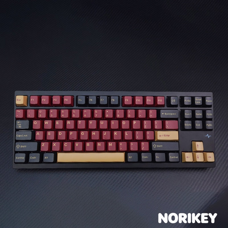 Crimson Knight double-shot PBT keycap set in dark red