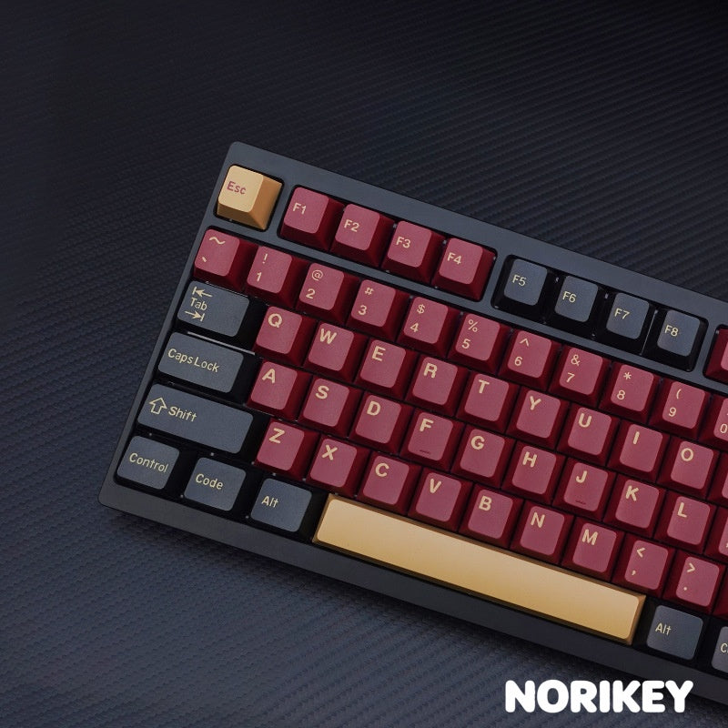 174-key Crimson Knight PBT keycap set full layout showing red