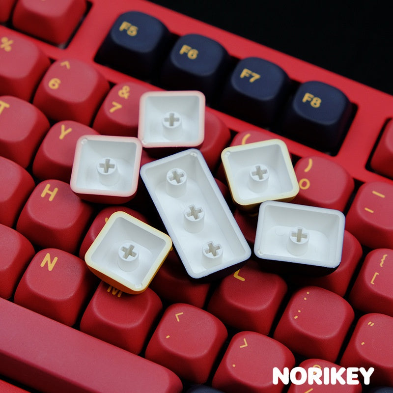 Red Samurai novelty keycaps — dragon, fan and yin-yang artisan designs
