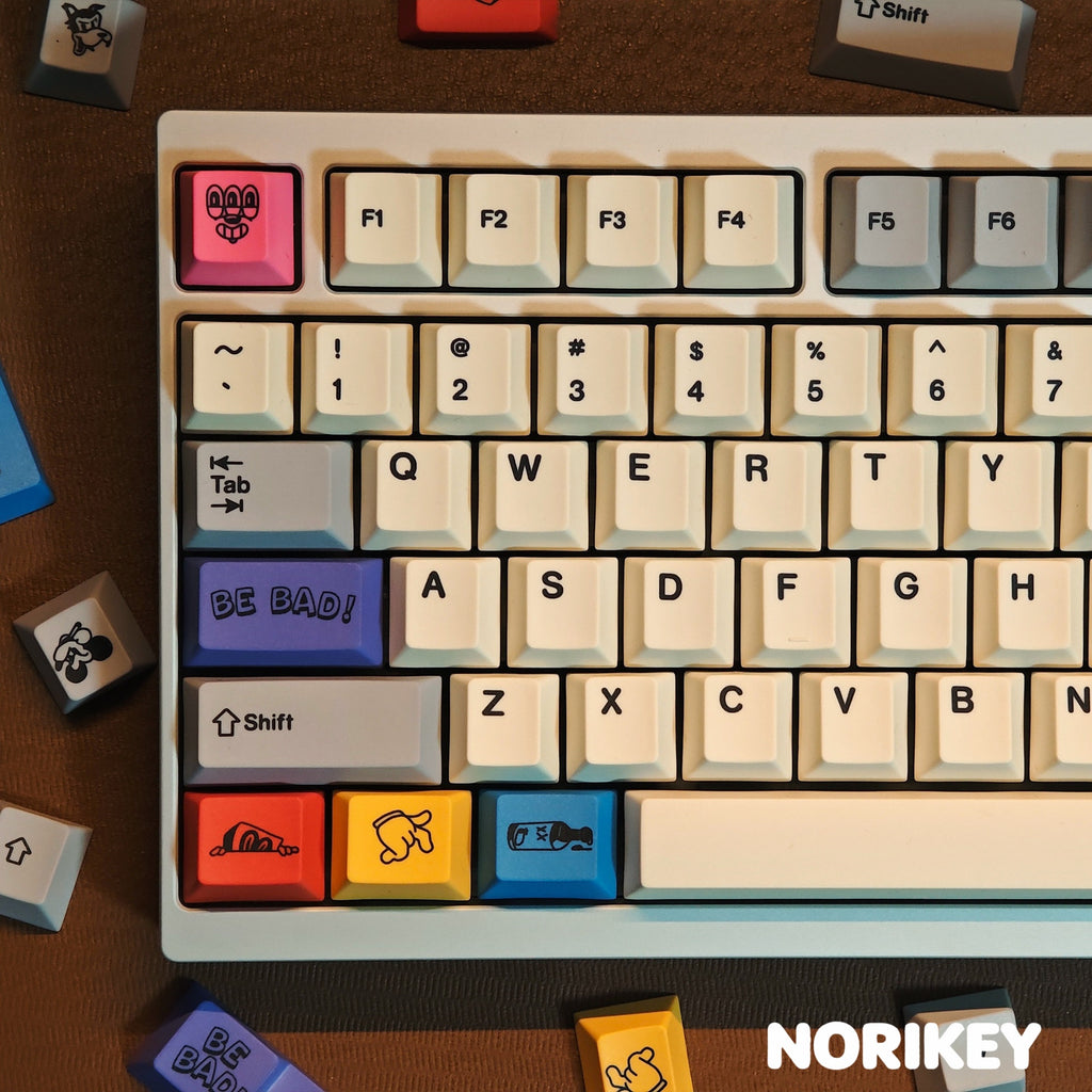 143-key Rubber Hose Toon dye-sublimation PBT keycap set full layout