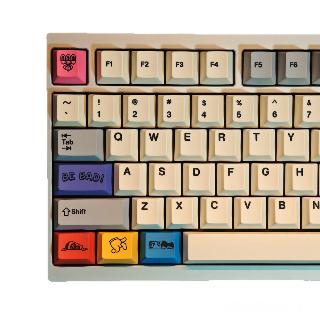 PBT keycaps side view with side printed