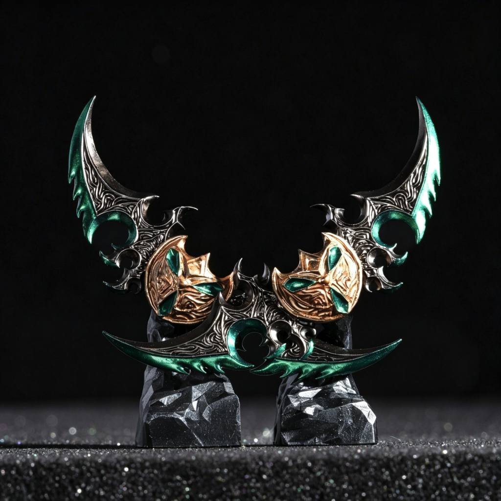 Dark Fantasy Resin Artisan Keycap —  Dual Crescent Blade