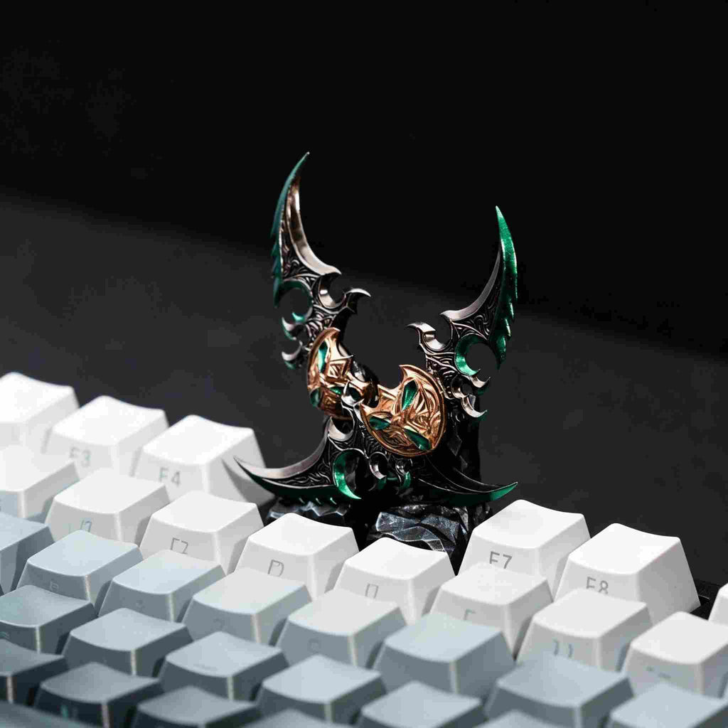 Dark Fantasy Resin Artisan Keycap —  Dual Crescent Blade