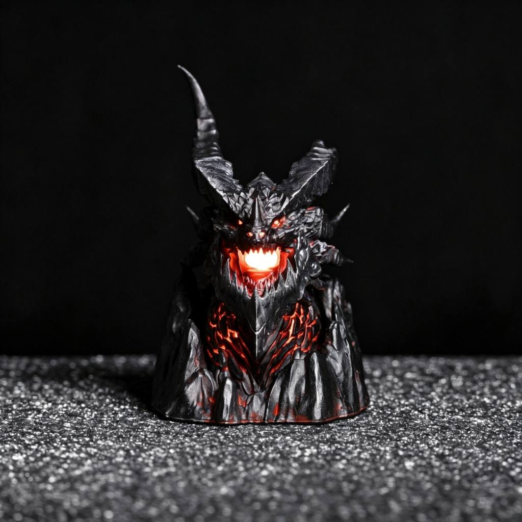 Armored Dragon Head Resin Artisan Keycap — Lava Core, Two-Piece Design