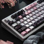 Black Pink Metallic PBT Keycaps — Pearlescent Pink & Butterfly | Sublimation Set