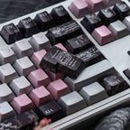 Black Pink Metallic PBT Keycaps — Pearlescent Pink & Butterfly | Sublimation Set
