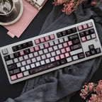 Black Pink Metallic PBT Keycaps — Pearlescent Pink & Butterfly | Sublimation Set