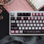 Black Pink Metallic PBT Keycaps — Pearlescent Pink & Butterfly | Sublimation Set