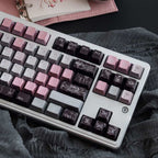 Black Pink Metallic PBT Keycaps — Pearlescent Pink & Butterfly | Sublimation Set