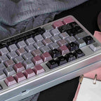 Black Pink Metallic PBT Keycaps — Pearlescent Pink & Butterfly | Sublimation Set