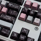 Black Pink Metallic PBT Keycaps — Pearlescent Pink & Butterfly | Sublimation Set