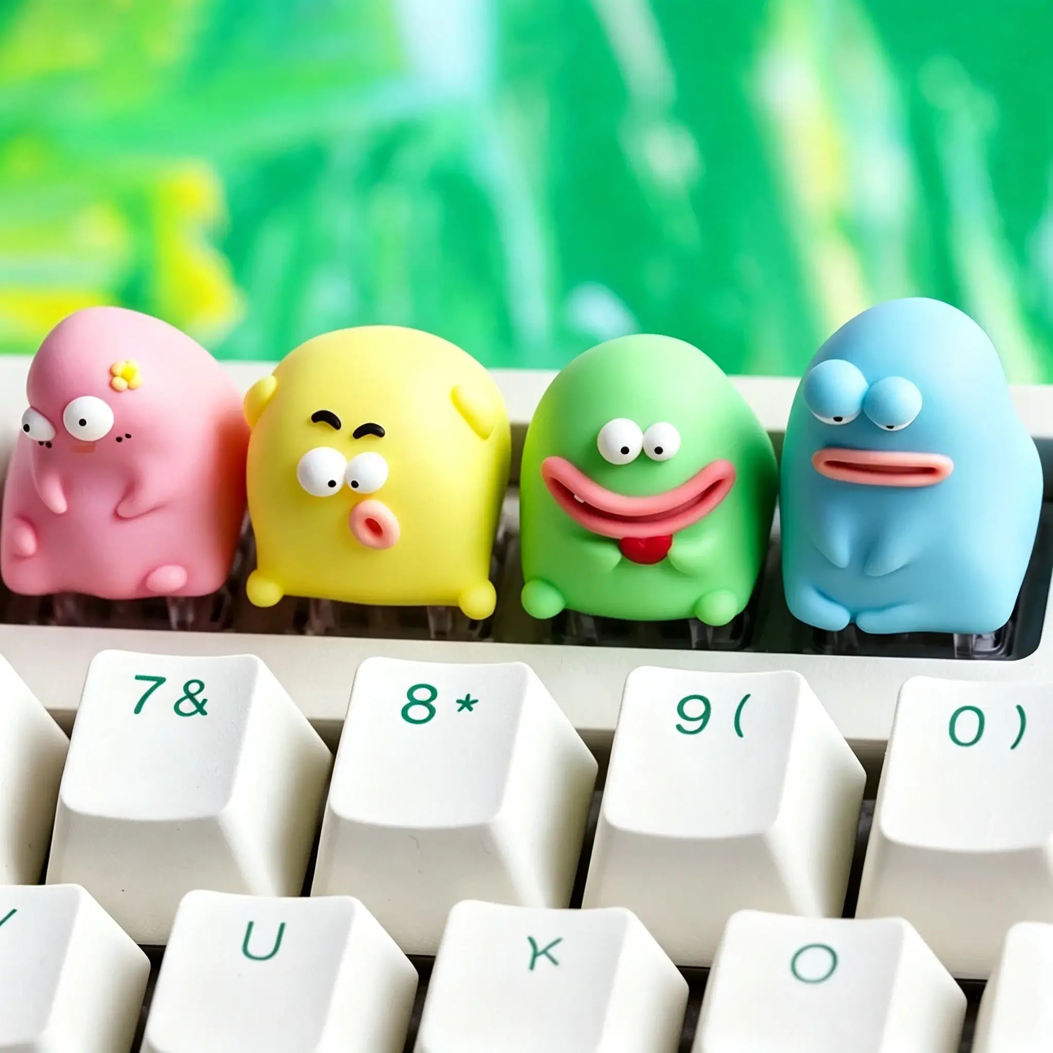 Ugly Cute Monster Artisan Keycap of 4 characters (Pink / Yellow / Green / Blue)