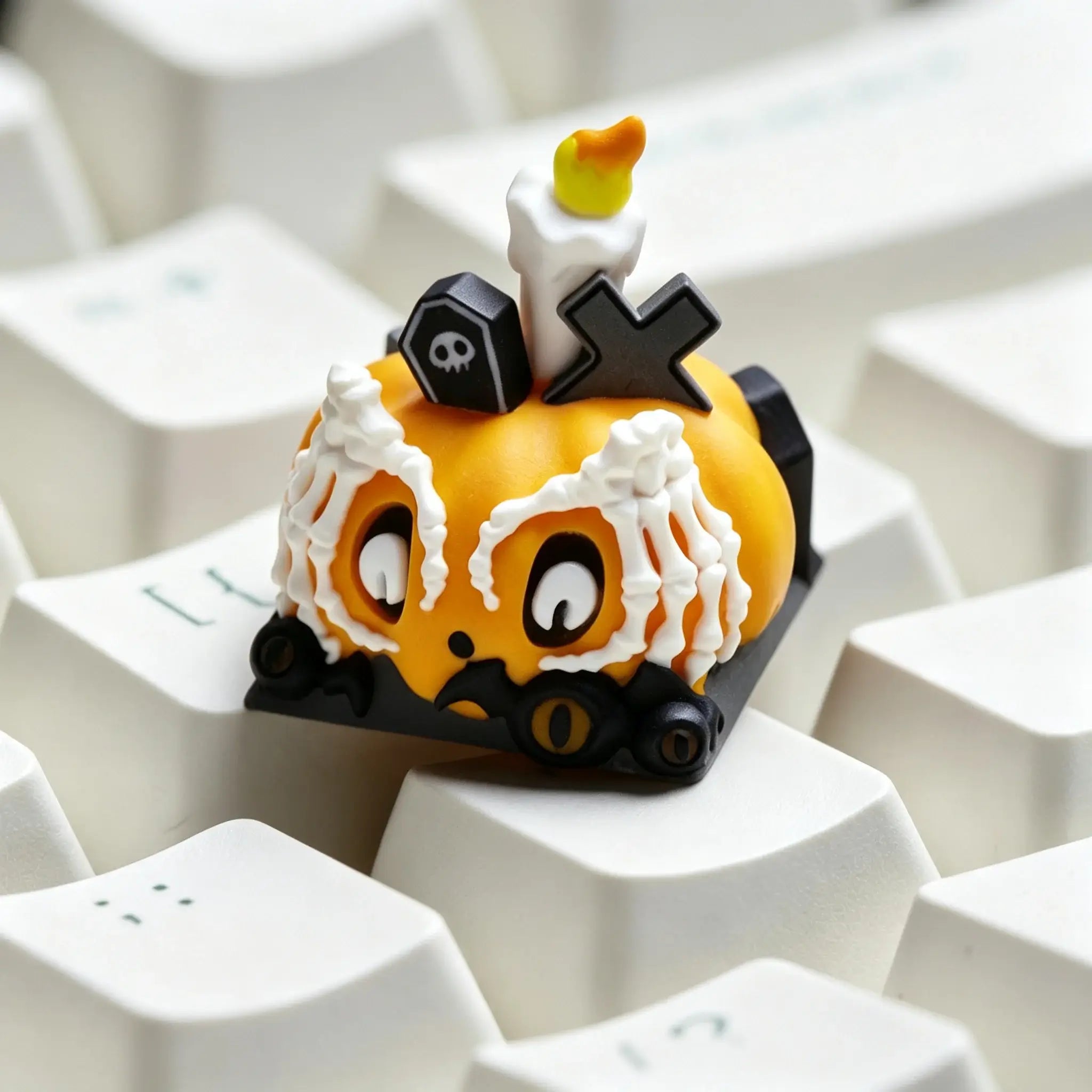 Halloween Pumpkin Resin Keycap | Pumpkin, Ghost, Bat, and Candy Skull Cap