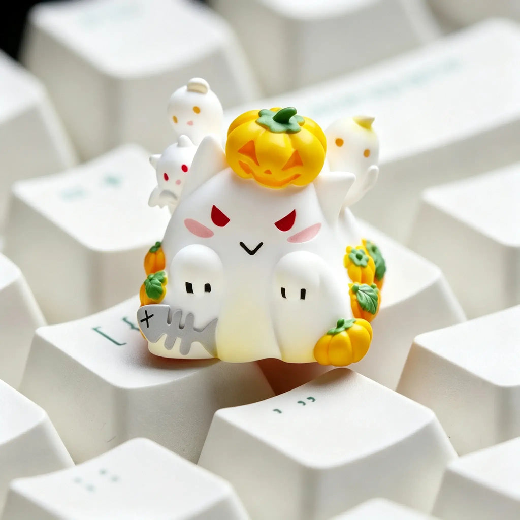 Halloween Pumpkin Resin Keycap | Pumpkin, Ghost, Bat, and Candy Skull Cap