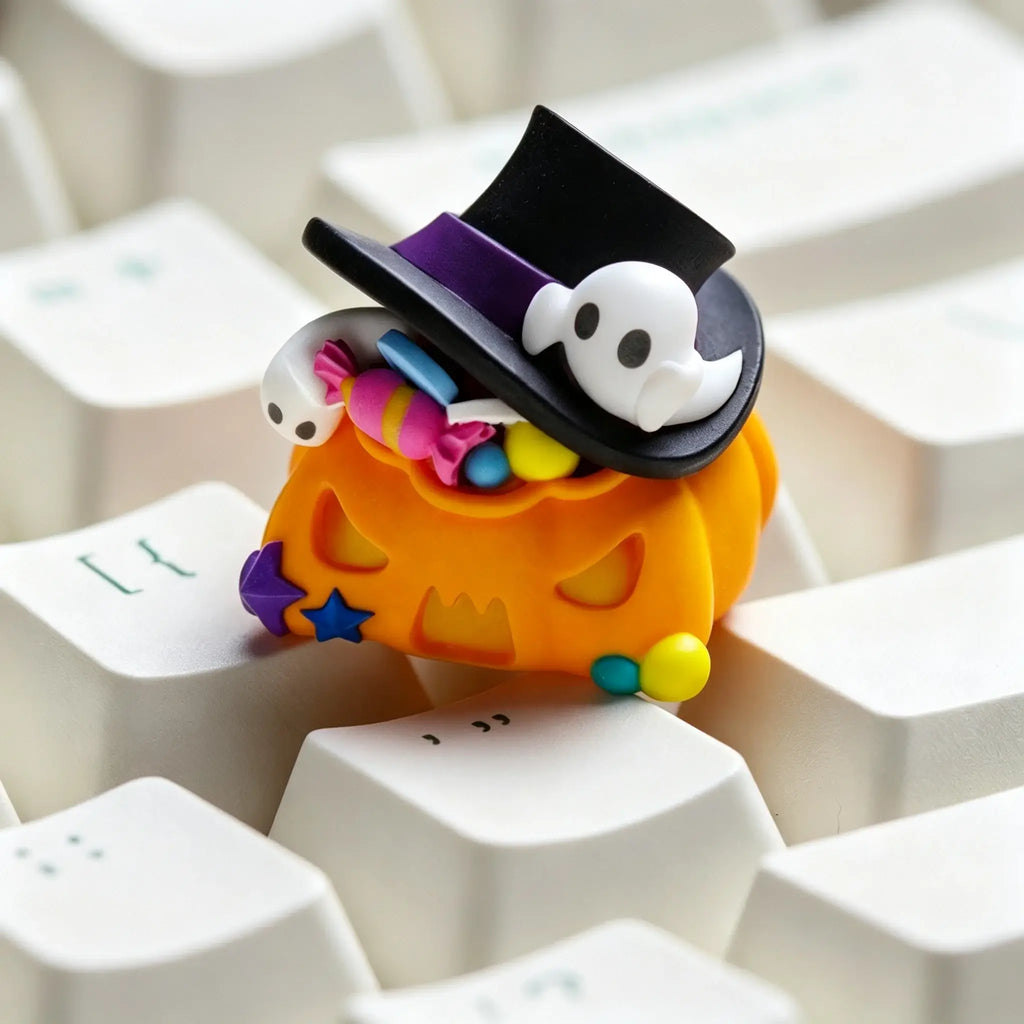 Halloween Pumpkin Resin Keycap | Pumpkin, Ghost, Bat, and Candy Skull Cap