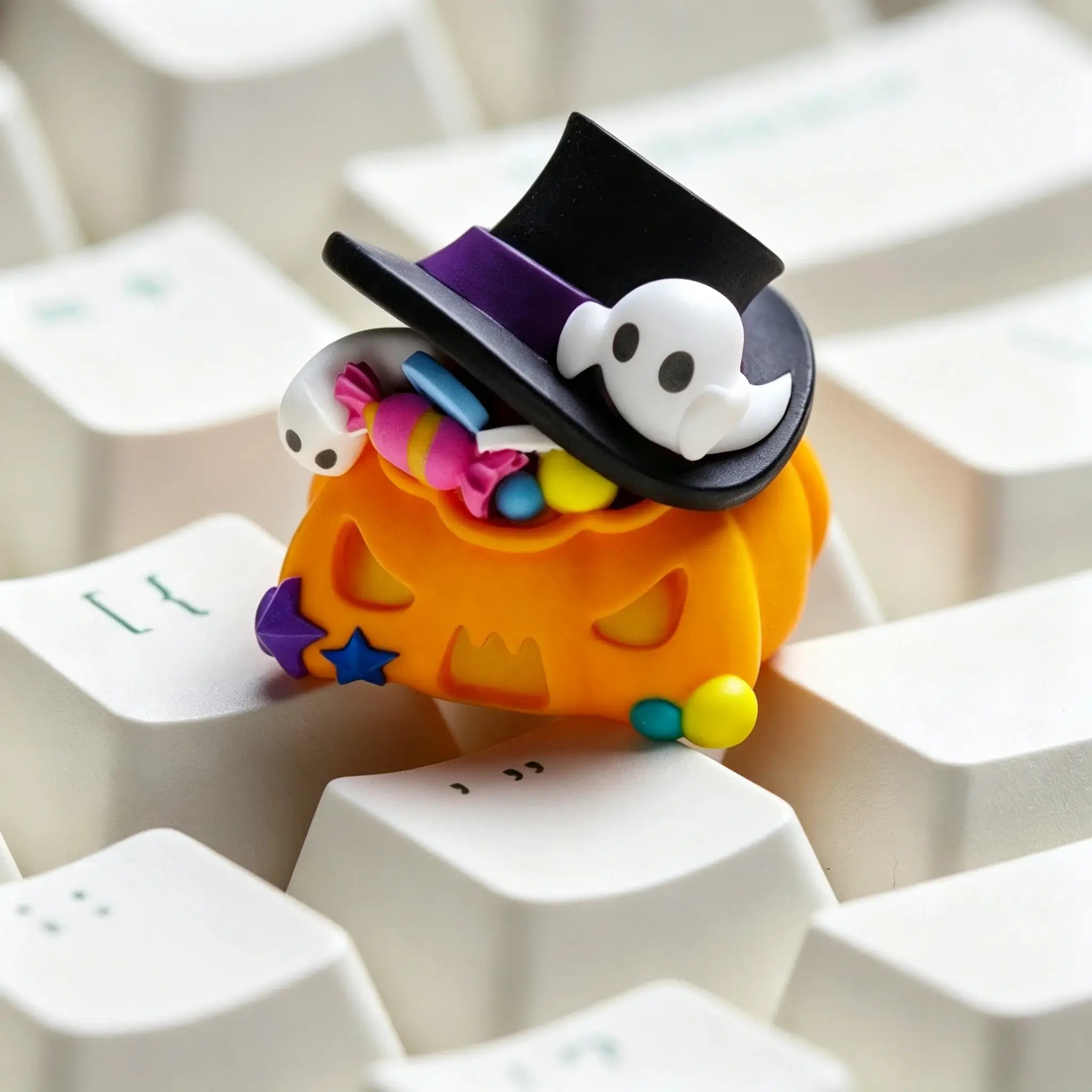 Halloween Pumpkin Resin Keycap | Pumpkin, Ghost, Bat, and Candy Skull Cap