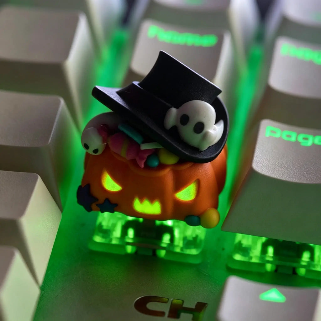 Halloween Pumpkin Resin Keycap | Pumpkin, Ghost, Bat, and Candy Skull Cap