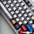 Comic keycaps Cherry profile PBT keycap set installed on mechanical keyboard side view by Norikey