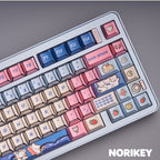 Comic Khaki Cute Cat PBT Keycaps (135-Key, Cherry Profile)