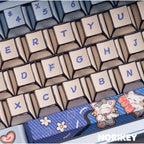 Comic Khaki Cute Cat PBT Keycaps (135-Key, Cherry Profile)