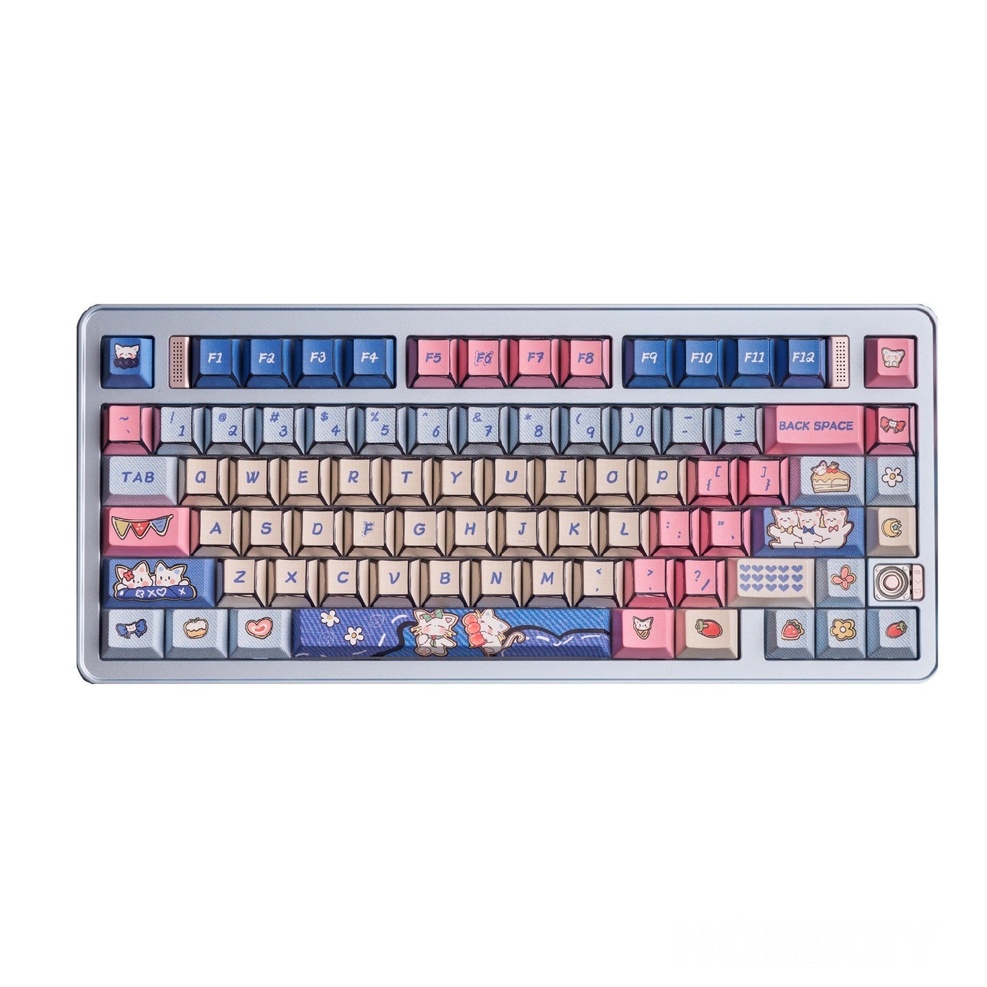 Comic Khaki Cute Cat PBT Keycaps (135-Key, Cherry Profile)