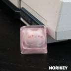 Pink Cat Resin Artisan Keycap – Frosted Translucent Design