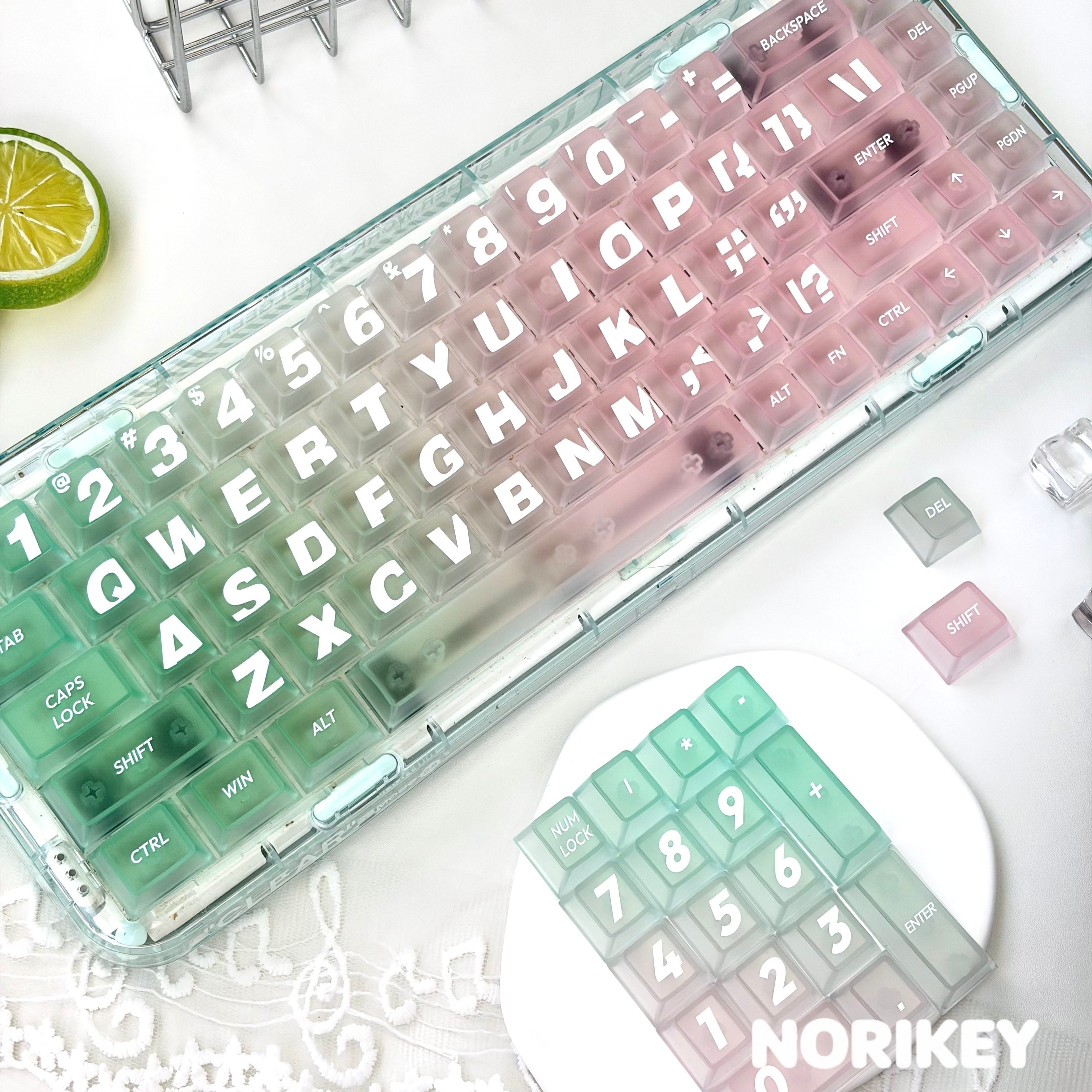 Pink and Green Translucent PC Cherry Profile Keycaps Set