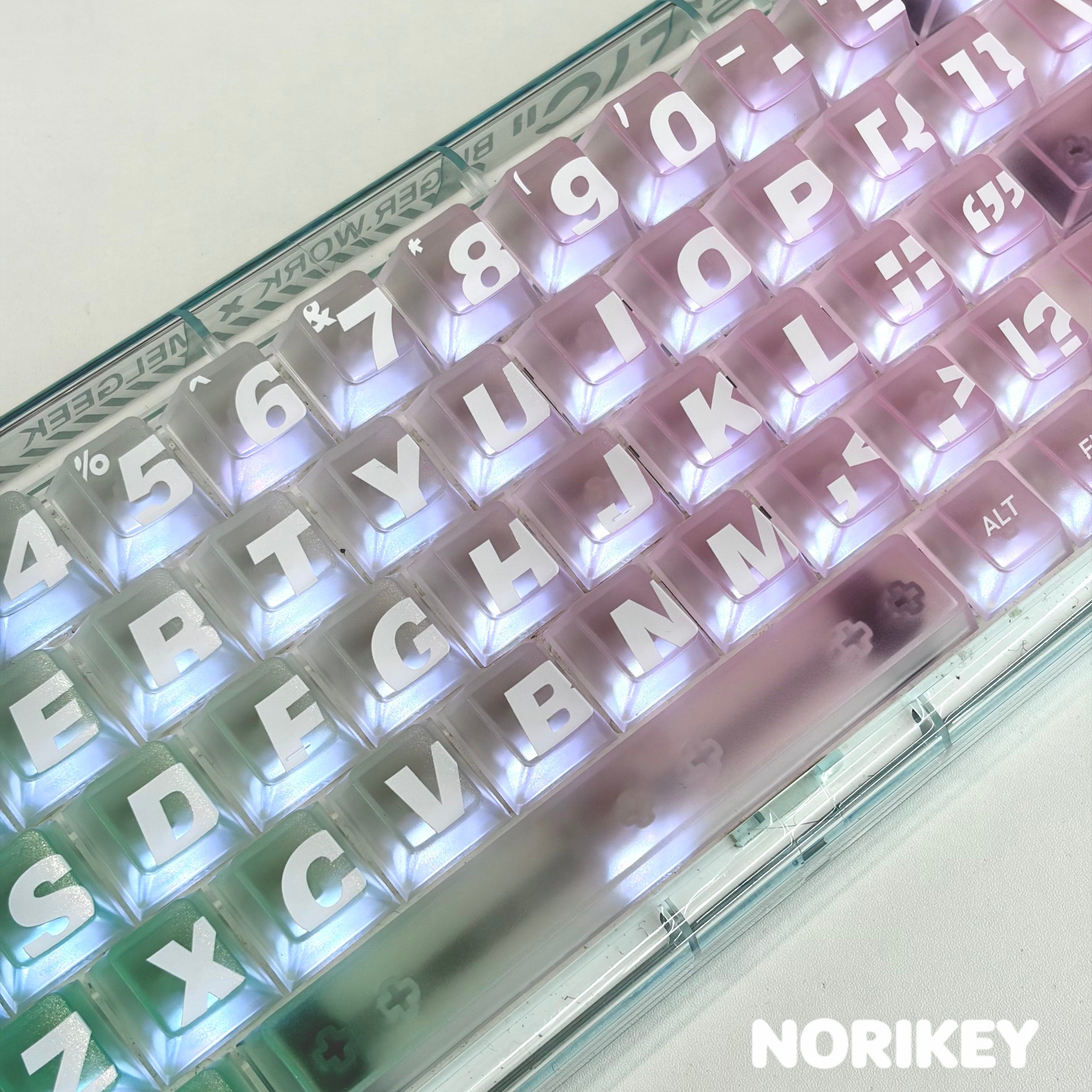 Translucent PC Keycaps with RGB Backlighting on Mechanical Keyboard