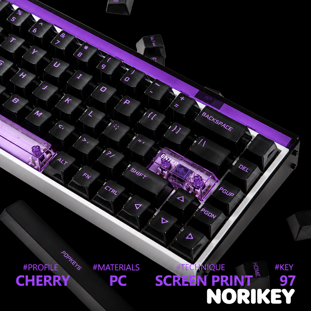 68-Key Frosted PC Translucent Clear Keycap Set — Cherry Profile, RGB Backlit