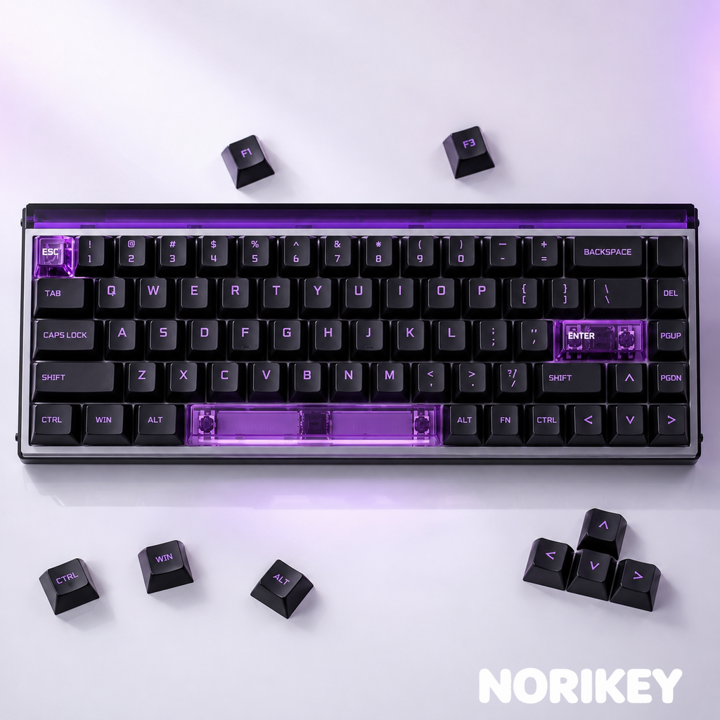 68-Key Frosted PC Translucent Clear Keycap Set — Cherry Profile, RGB Backlit