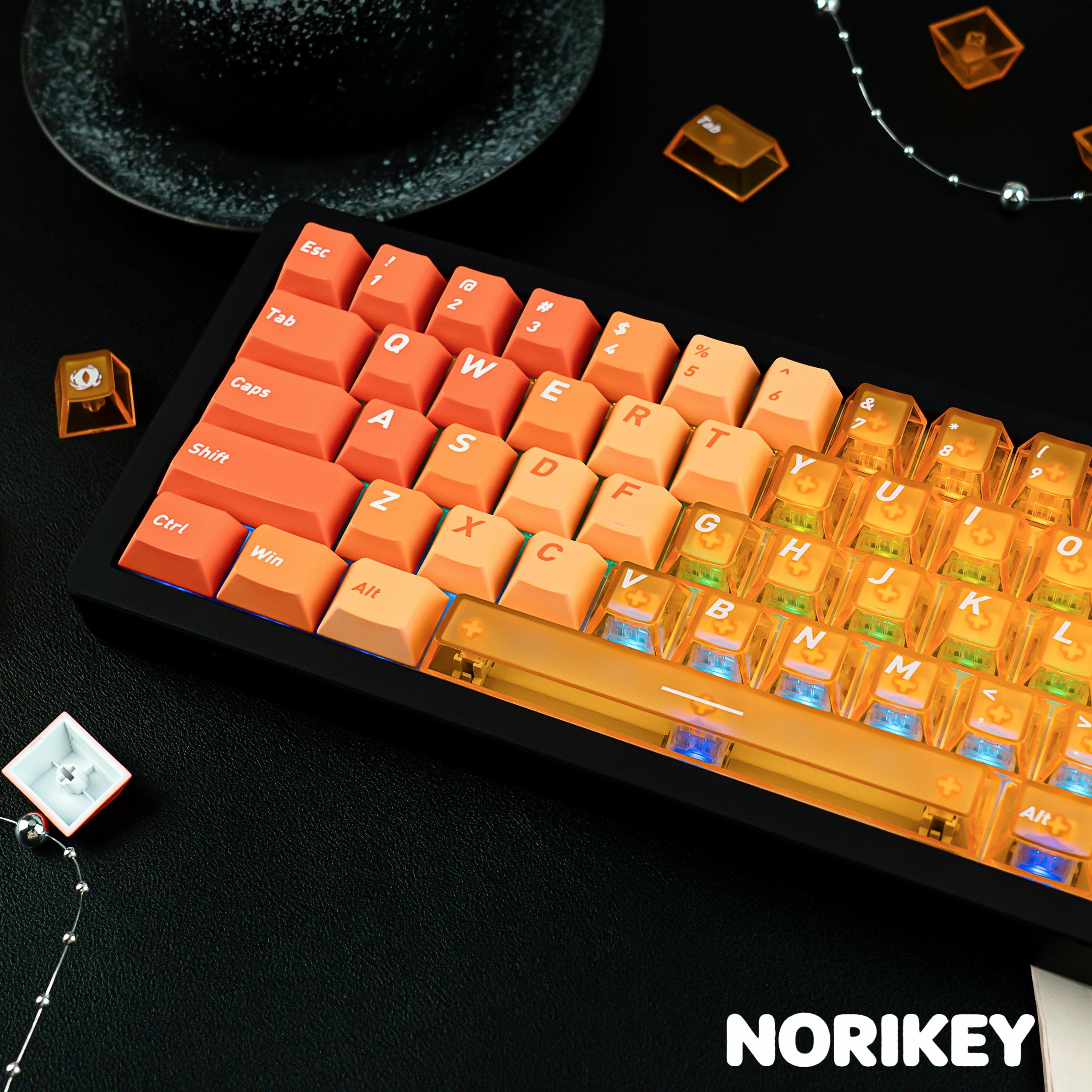 Orange Gradient Keycaps – PBT Cherry Profile 160-Key Set
