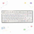 White low-profile keycap set, 98-key PBT dye-sub