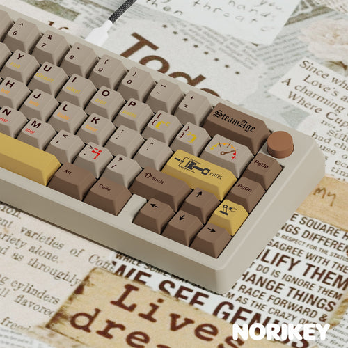 Right side view of NORIKEY brown keycaps