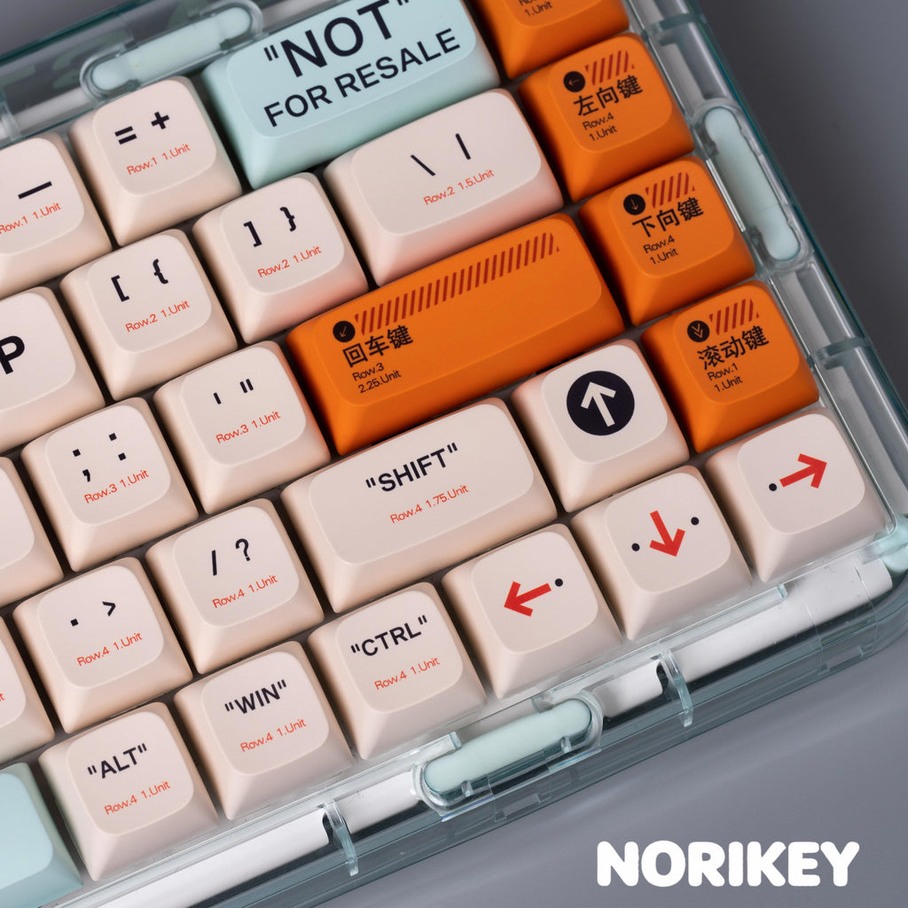 Side view showing uniform flat XDA profile of the mint green keycaps