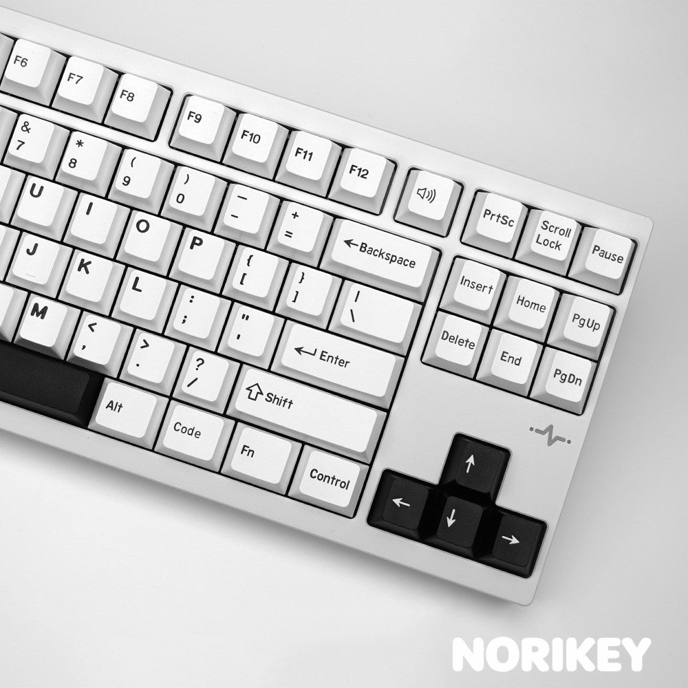 Side view showing the sculpted row heights of the Cherry profile keycap set