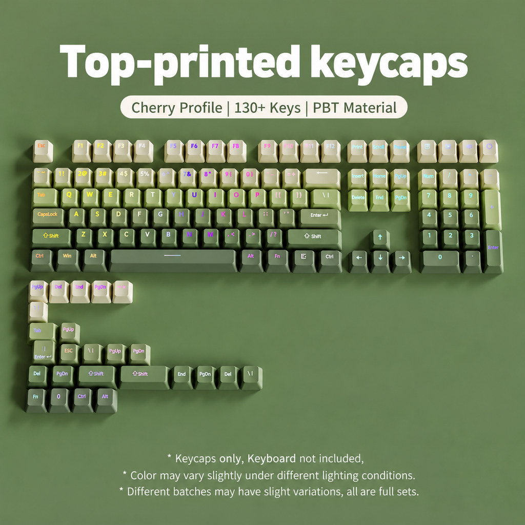 Top-printed green keycaps