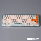 	Mint green and cream XDA keycaps installed on a mechanical keyboard