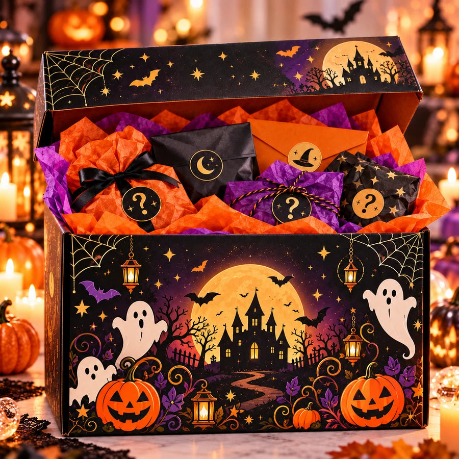 Halloween Mystery Keycap Box with artisan ghost and pumpkin keycaps